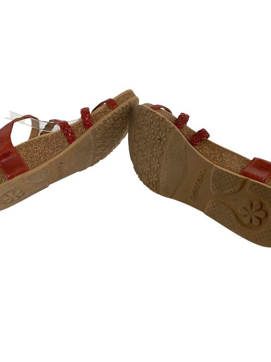 Aetrex Womens Size 10 Jillian SC368W Strappy Sandals Shoes Red Leather 1.5 in we - Picture 5 of 5